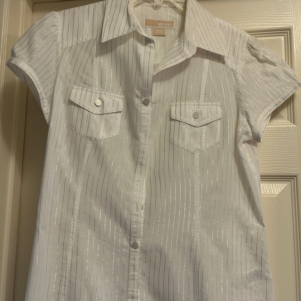 Michael Kors white shirt with Silver Stripes
